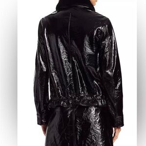 7 For All Mankind Shiny Black Leather Jacket